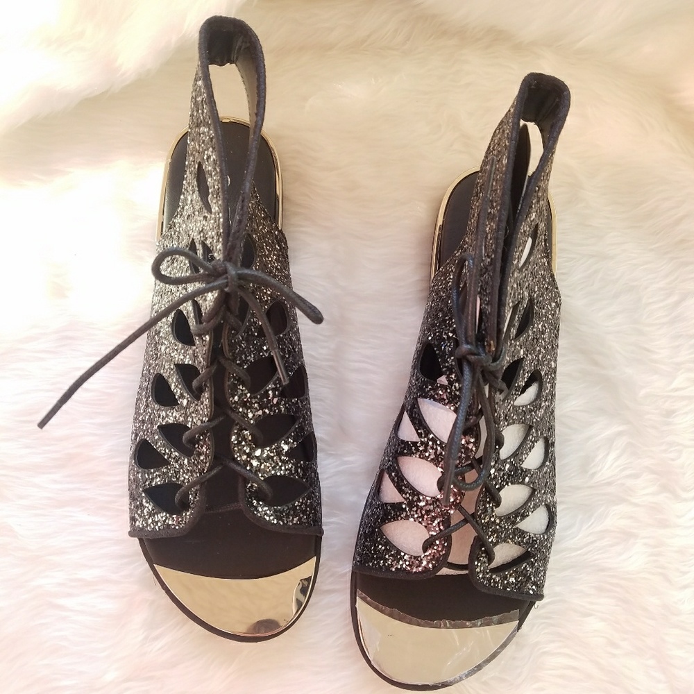 New! Glitter Gladiator Lace up Sandals Sz 10 - Picture 5 of 6